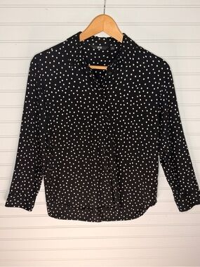 Uniqlo Black Shirt with White Polka Dots